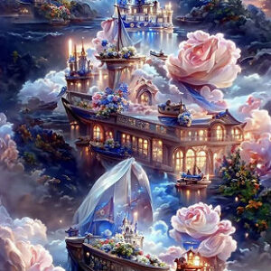 Fantasy Cloudy Blue Castle