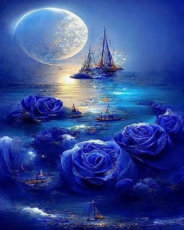 Blue Roses on the Water