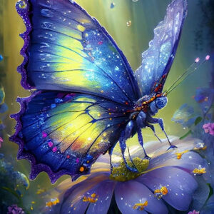 Blue Butterfly & Flower